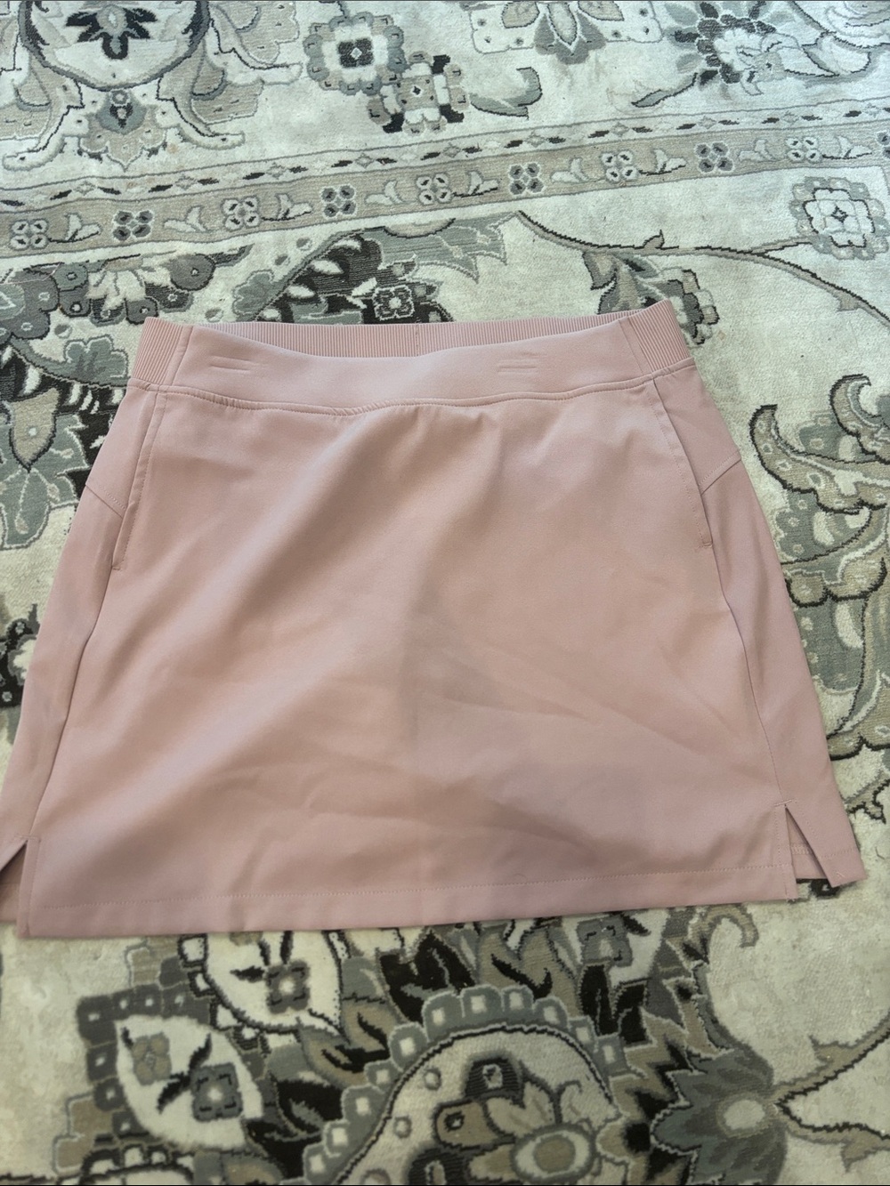 Blush Pink Stretch Mini Skirt with Clean Front Panels